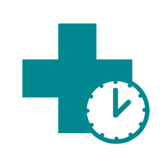 medical plus sign with clock