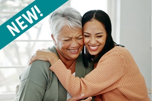 A younger woman and an older woman embrace happily, promoting TriCore's Women's Hormone Panel direct test offering.